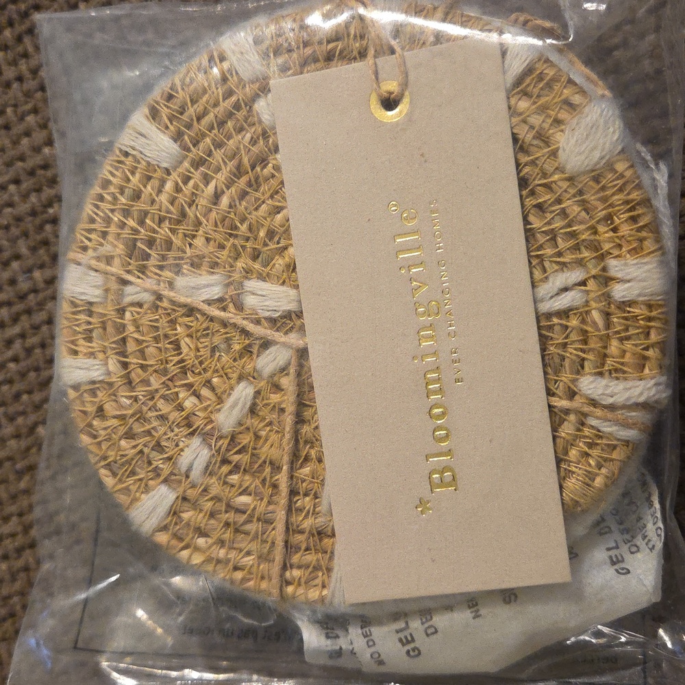 NWT Bloomingville Seagrass Woven Coasters - Set of 4 Brand New!